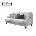 Elegant Design French Style Living Room Loveseats Linen Fabric Wood Sofa White Wedding